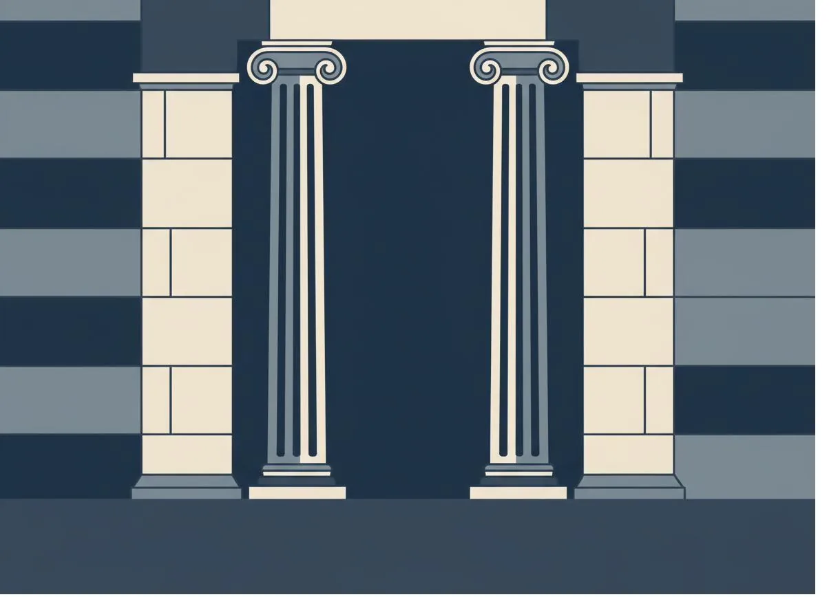 Classical columns representing stability and risk management